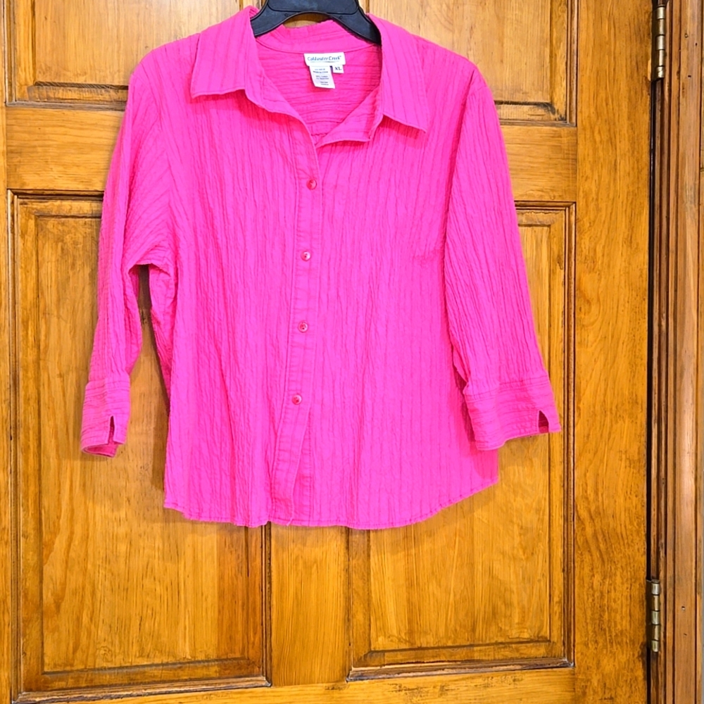Coldwater Creek Relaxed Pink 3/4 Sleeve Blouse